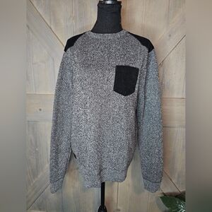 Buffalo By David Bitton Black Sweater With Suede Patches Fleece Lined sz Small